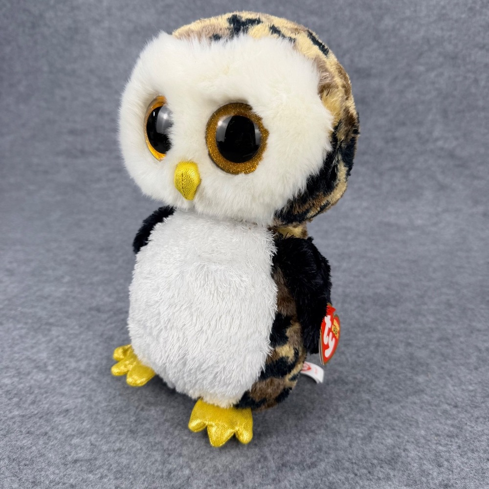 Ty Beanie Boos Owliver Owl Plush 9 Inch Stuffed Animal Gold Eyes with Tag